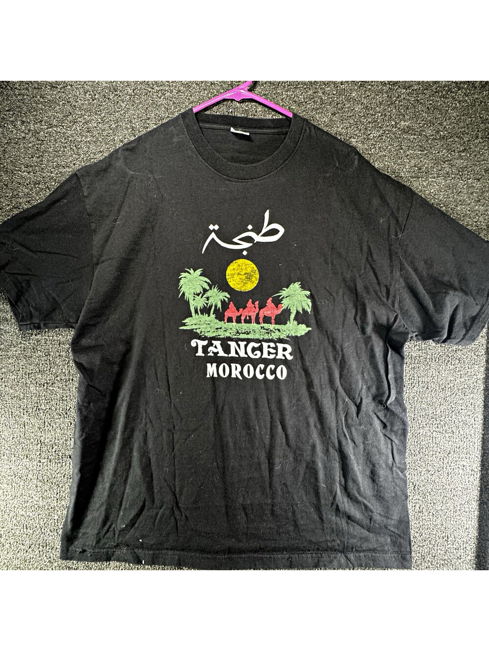 Tangier Morocco Travel Graphic Print T-Shirt Mens XXL Black Short Sleeve Crew